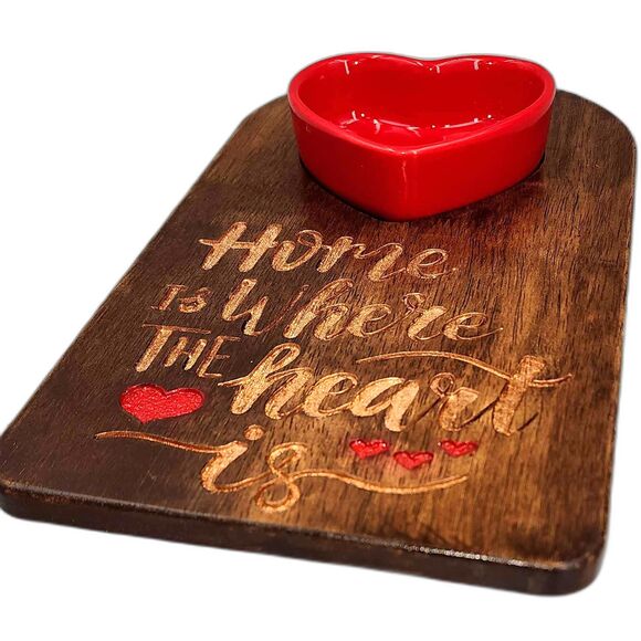 Engraved Home is where the heart is Serving Tray and dish with red heart gift - Picture 2 of 2